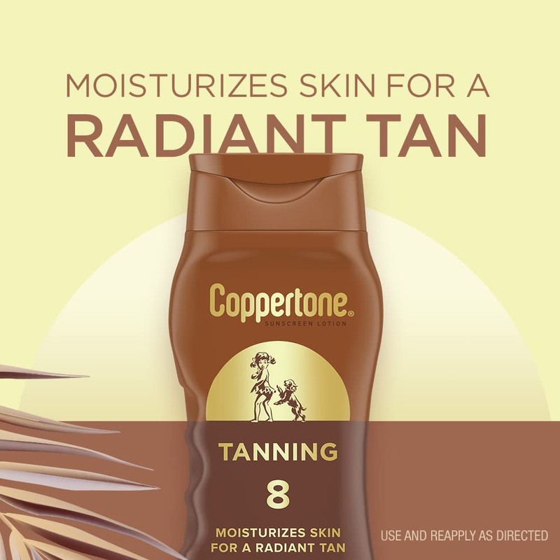 Coppertone Sunscreen Tanning Lotion SPF 8, Lightweight and Non Greasy