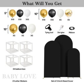 Set of 3 Wedding Arch 4FT, 5FT, 6FT 2-Sided Round Top Arch Backdrop Cover Fitted Wedding Arch Stand Covers for Birthday Party Ceremony Banquet Decoration