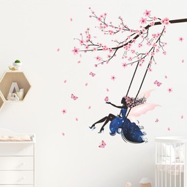 astylishome Wall Stickers Wildflower Decals for Living Room Butterfly Flowers Removable Murals Peel and Stick Art Decor Wallpaper for Bedroom Nursery Playroom Office 1405