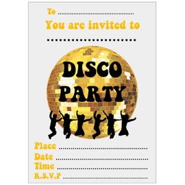 AK Giftshop Disco Dancing Party Invites & Coloured Envelopes Birthday Invitations (30 Pack)