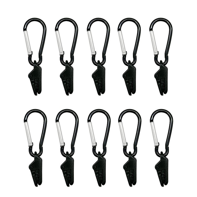10-Piece Tarp Clamp Clips with Carabiners for Camping – Plastic