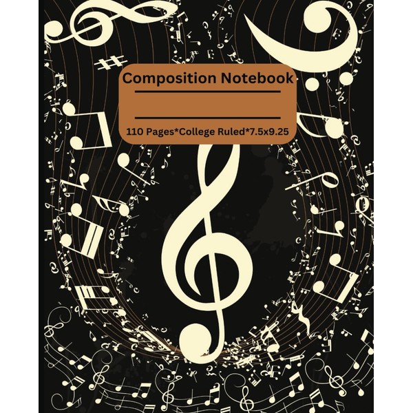 Composition notebook: Music themed, teens and kids, 110 pages college
