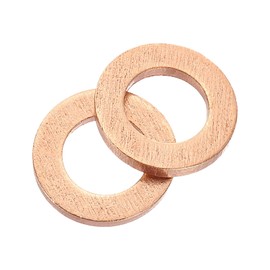 sourcing map M8 Flat Washer, 26 Pcs Copper Ring Flat Washers 14mm OD 1.5mm Thick Metal Sealing Gasket Ring for Screws Bolts Nuts