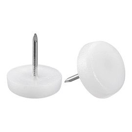 sourcing map Furniture Feet Nail Plastic Glide Nails Chair Table Leg Protector Pads 22mm Dia White 80pcs