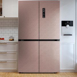 VaryPaper 32''x118'' Rose Gold Brushed Stainless Steel Contact Paper for Appliances Refrigerator Vinyl Wrap Self Adhesive Waterproof Metallic Peel and Stick Wallpaper for Countertops Dishwasher Covers