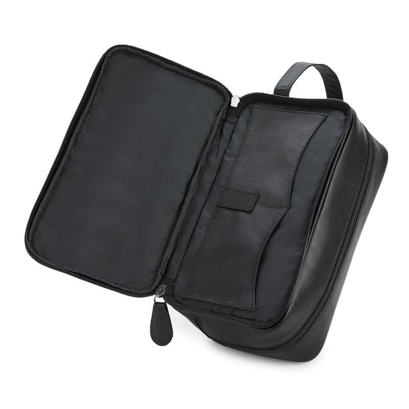 Mens Travel Toiletry Wash Bag Leather Washbag Toiletries Shaving Bag