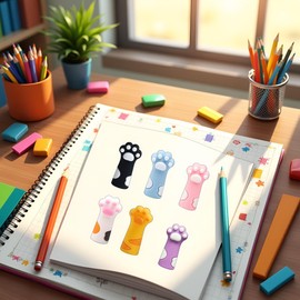 Cauaoa 6Pcs Cats Claw Pencil Caps Silicone Pencil Tip Covers Chewing-Proof Silicone Caps Wood Extender Holders School Supplies
