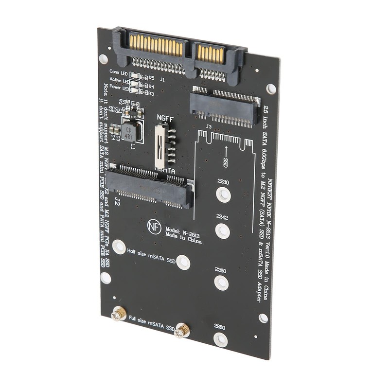 M.2 to SATA Converter Adapter, SATA M.2 + MSATA to