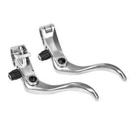 1 Pair Bicycle Brake Lever Left Right Hand Brake Levers, Aluminum Alloy 24mm Mountain Bike Disc Brake Bar Handle Level Black Silver 1 Pair