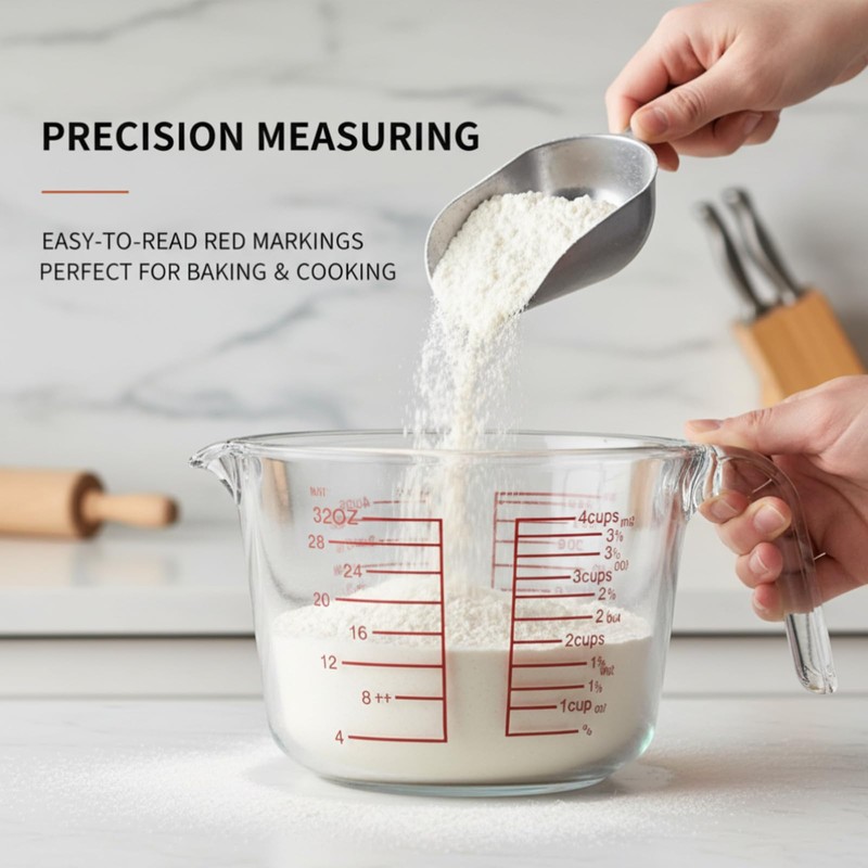 Jsshliom 3 Glass Measuring Cups Set,1,2,4Cups,Borosilicate Glass Liquid Measuring Jug