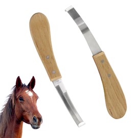 USUNFARM 2PCS Stainless Steel Double Edged Hoof Knive with Wooden Handle, Stainless Steel Blade Suitable Hoof Knife for Horses The Toes of Horses, Cows, and Sheep, Repair Knives for Hoof Maintenance