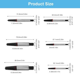 HERKINDNESS M3-M25 Professional Screw Extractor Set, Set of 6, Left Extractor Set, Extractor, Screw Remover, for Damaged Screws, Pipes, M3-M25