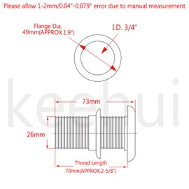 316 Stainless SteelCombo Stainless Steel Thru-Hull Fitting w/Nut & Gasket for (3/4" ID)
