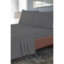 Royale Linens Flat Sheet Only - Soft & Breathable - Brushed 1800 Microfiber - Luxury Hotel Quality - Wrinkle & Fade Resistant - Cool & Soft Top Flat Sheet - Flat Sheet Sold Separately - Top Sheet for Bed (Grey, King)