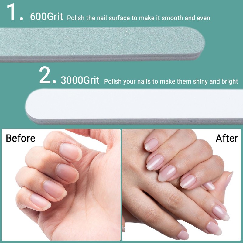 Professional Nail Buffer 600/3000 Grit Nail Files, Fingernail Smoother and