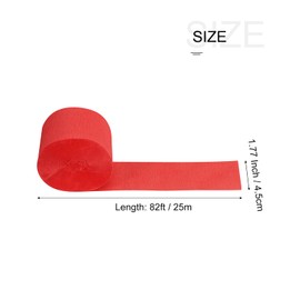 MECCANIXITY Crepe Paper Streamer Crepe Paper Decoration 82ft Long 1.77 Inch Wide for Birthday Party Wedding Thanksgiving Christmas Decorations DIY, Red Pack of 3