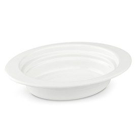 Bon Chef Stainless Steel Porcelain Enamel Coated 2 qt Oval Food Pan, 5204M2WHITE