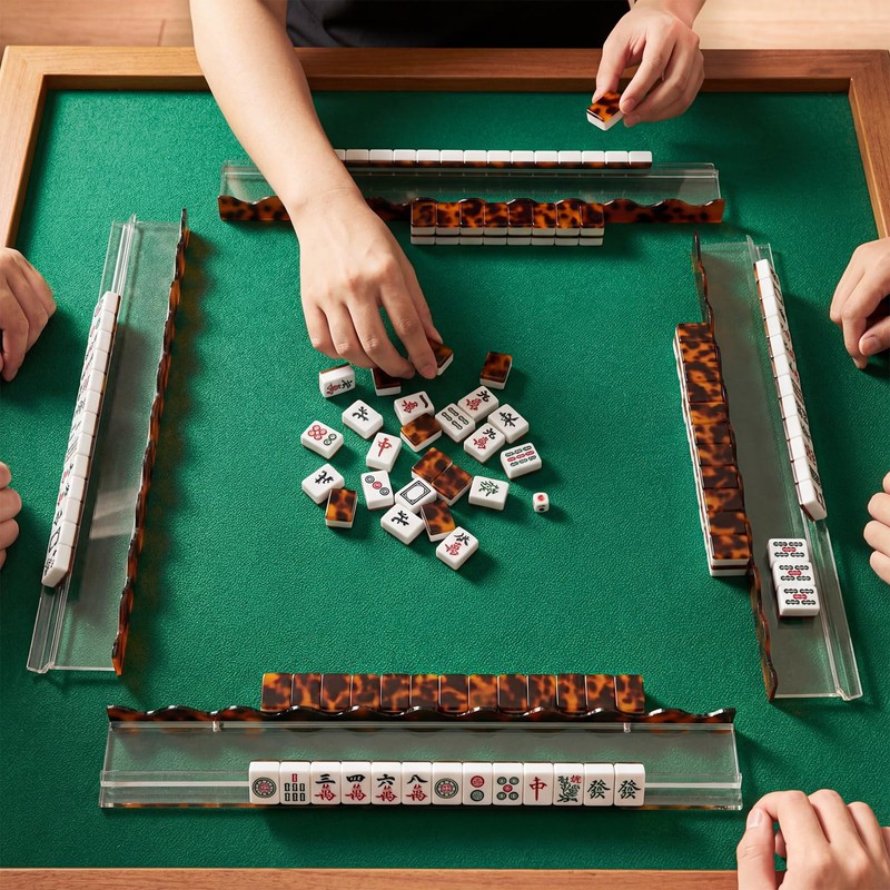 Mifoci 4 Set Scalloped Tortoiseshell Mahjong Tile Racks with Magnetic