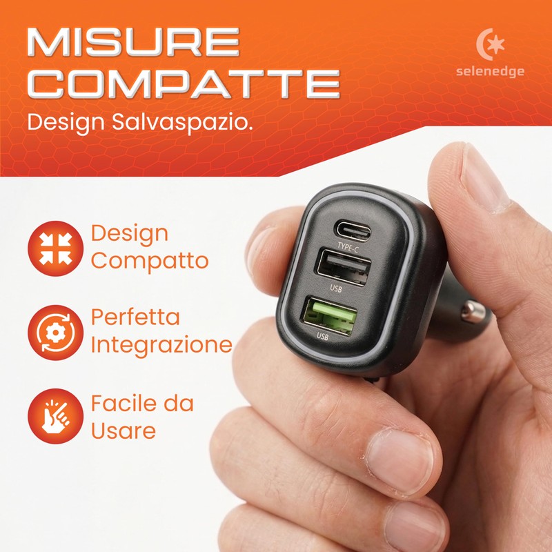 Generico Caricabatterie Auto USB C con Cavo Esteso per Sedili