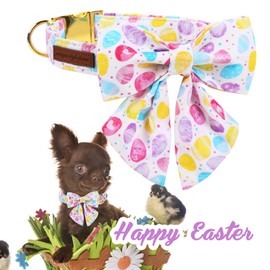 Unique style paws Dog Collar with Bowtie Easter Egg Pet Collar for Small Medium Large Boys Girls Dogs-S