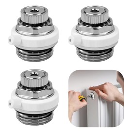 Huucozn Pack of 3 Automatic Bleeding Valves 1/2 Inch Radiator Bleed Valve Brass Heater Bleeder Bleed Plug Valve Radiator for Brass Self-Venting Radiator Valve