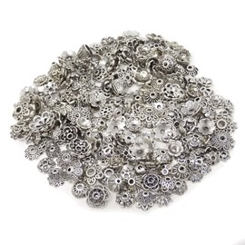 Honbay 100 Gram Bali Style Antique Tibetan Silver DIY Metal Alloy Spacer Beads Caps for Jewelry Making