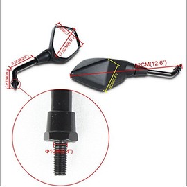 HTTMT MT252-020-BK Black Left and Right Rearview Mirrors Compatible with Z1000 Z750 Versys KLE 650 ZRX1100 ZRX1200 ER6B ER-6N Zephyr 1100/750 KLE400 KLE500 Versys 1000