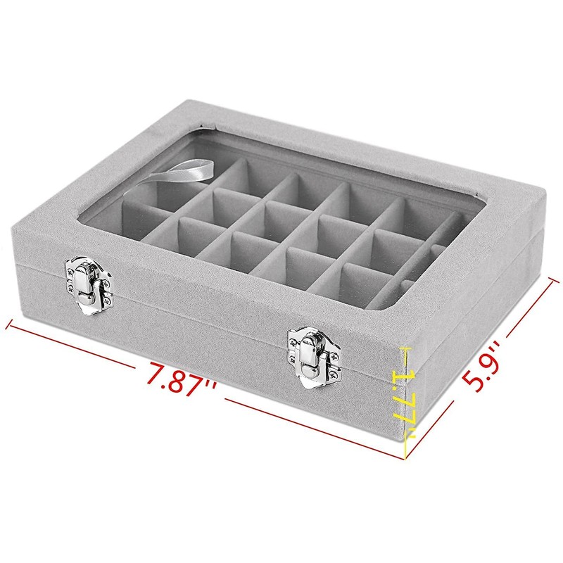 CBCYBER Jewelry Box 24 Grid Velvet Jewelry Tray for Drawers
