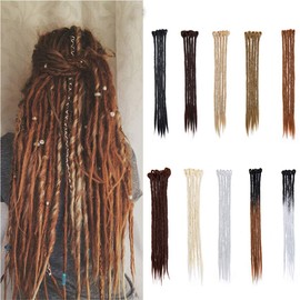 Silk-co Afro Dreadlock Crochet Braids 20 inch Handmade Locs Dreadlocks Hair Extensions for Women Man Reggae Hair Hip-Hop Style [Redish Brown]