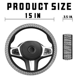 AUCELI 15 Inch Car Steering Wheel Cover, Anti-Slip Non-Slip Breathable Elastic Soft Comfortable Automotive Steering Wheel Protector Cover for Men Women, Vehicle Accessories Universal Fit（Black）
