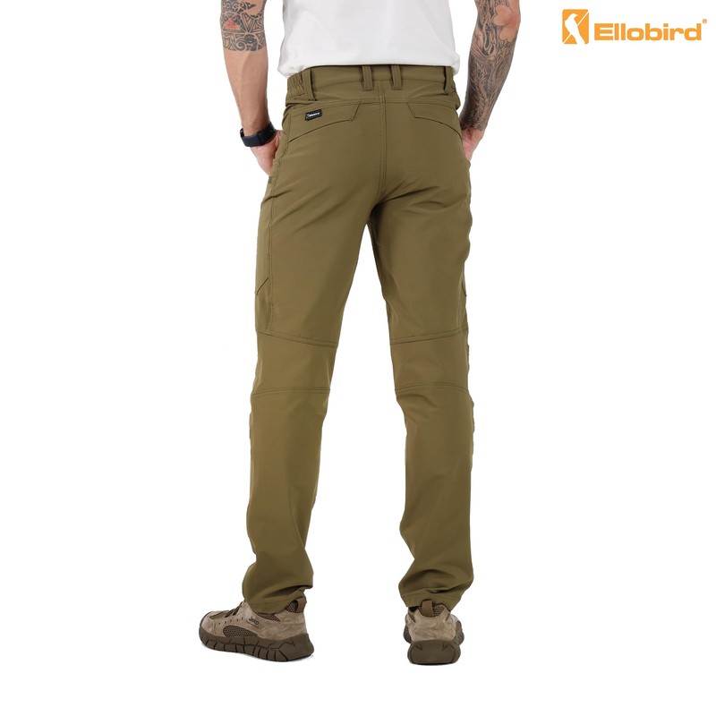 Ellobird Mens Flex Cargo Hiking Pants, Waterproof Stretch Lightweight Trousers