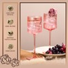 Vintacicle Pink Square Wine Glasses Set of 6, Elegant Ribbed