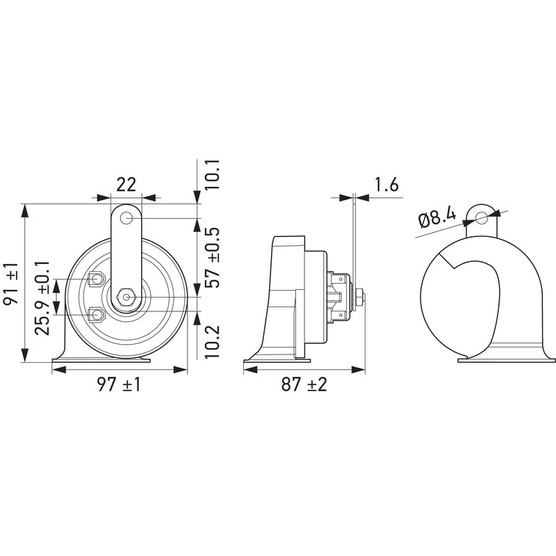 HELLA 940800821 Black 24V BX Trumpet Horn Kit (Universal Fit)