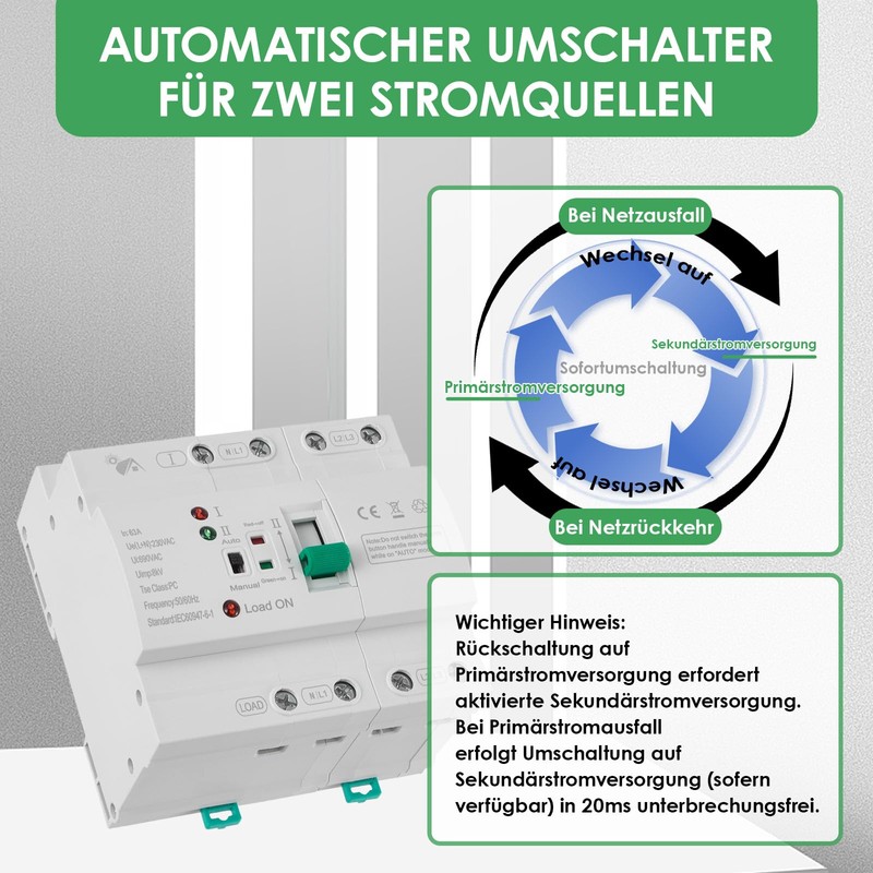 Automatic Transfer Switch 4P 63A 400V