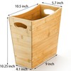 TOPZEA Bamboo Waste Basket, Rectangular Narrow Trash Can with Handle