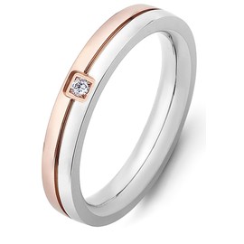 Tidefire Stainless Steel Love Friendship Ring Titanium Steel Ring Cubic Zirconia Ring for Men Women (Silver Gold-9)