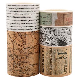 Knaid - Juego de cintas Washi clásico, 5 rollos de cintas adhesivas decorativas de colores para álbumes de recortes, decoración y manualidades, diarios de bala, planificadores, diarios de basura,