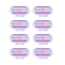 PYA Pack of 8 Replacement Blades, Women's Razor Blades, 3 Blades Surrounded by Protective Pads that Adapt to the Body Contour, Compatible with Venus