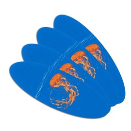 Underwater Orange Medusa Jellyfish Double-Sided Oval Nail File Emery Board Set 4 Pack