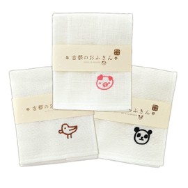 Design Dish Towel, Ancient City Dish Towel, Set of 3 Types, Kobuta, Bird, Panda, Kaya Fabric Dish Towel (Breathable, Quick Drying, Nara, Wakayama, Daisy, Rayon)
