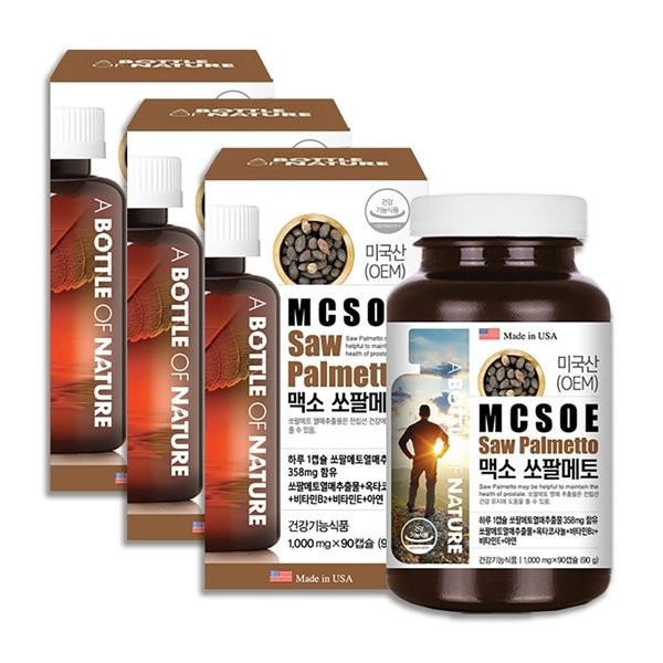 [Half Club/Good Soil] Men&#39;s nutritional supplement Maxo Saw Palmetto 90 capsules, 3 bottles, 100% saw palmetto extract recommended by the Ministry of Food and Drug Safety daily / [하프클럽/굿소일]남성 남자 영양제 맥소 쏘팔메토 90캡슐 3통, 일일 식약처 권장량 100% 쏘팔메토추출물