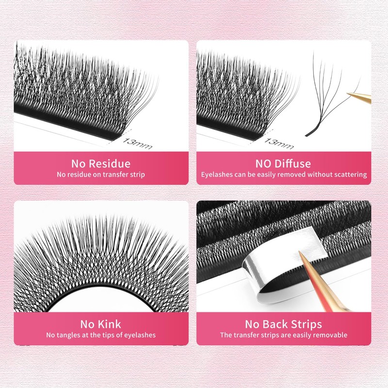 XIUSUZAKI 6D W Shape Eyelash Extension 0.07 D Curl Volume