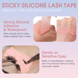 Miuffue Lash Tape for Eyelash Extensions, Silicone Adhesive Eyelash Extension Tape, Pain-Free Removal Lash Tape for Sensitive Skin, Breathable Eyelash Extension Supplies (1 in x 4 Yds,1 Roll)