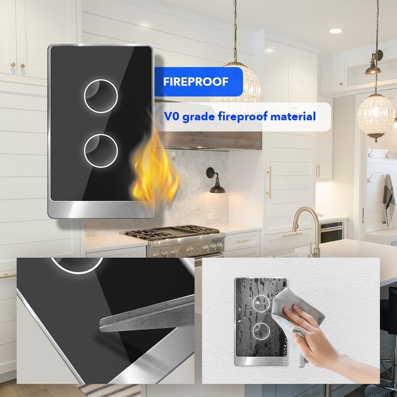 Smart Wall Light Switch, 2.4GHz 2 Gang WiFi Touch Switches,