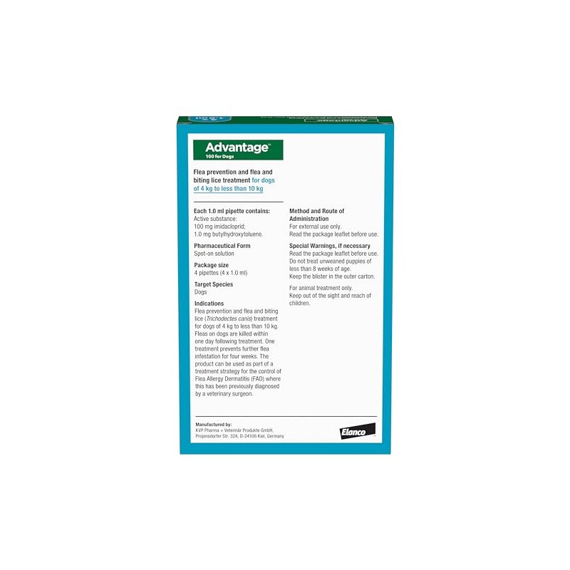 Advantage Advantage Spot On Flea Treatment 100 Medium Dogs 4-10kg,