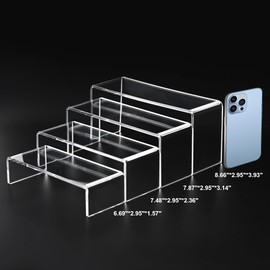 Jialaraq 2 Set Large Acrylic Display Risers,8 Pcs Clear Perfume Stand Organizer,Desktop Display Shelves Collect Pop Figures Toys Cupcake Dessert for Decor,Food Display Shelves for Party