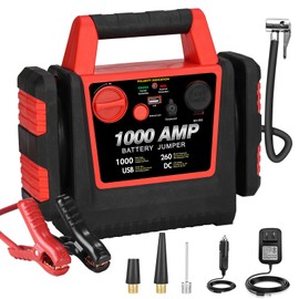 Car Battery Jump Starter-1000Amp 12V Lead-Acid Battery Jump Box with 260PSI Air Compressor, 10000 mAh Portable Power Station, Jump Pack for Vehicles Up to 5L Gas or Diesel