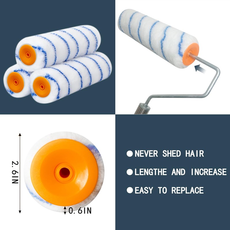 Paint Roller with Extended Detachable Pole Handle, Household Wall Painting