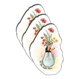 (3Pcs) Let You Light Shine Floral Sticker Christian God Cristianos Cross Bible Floral Decorate Waterproof Vinyl Sticker Water Bottle Books Phone Laptops Sticker Gifts for Love Jesus Decals 3x2 Inch