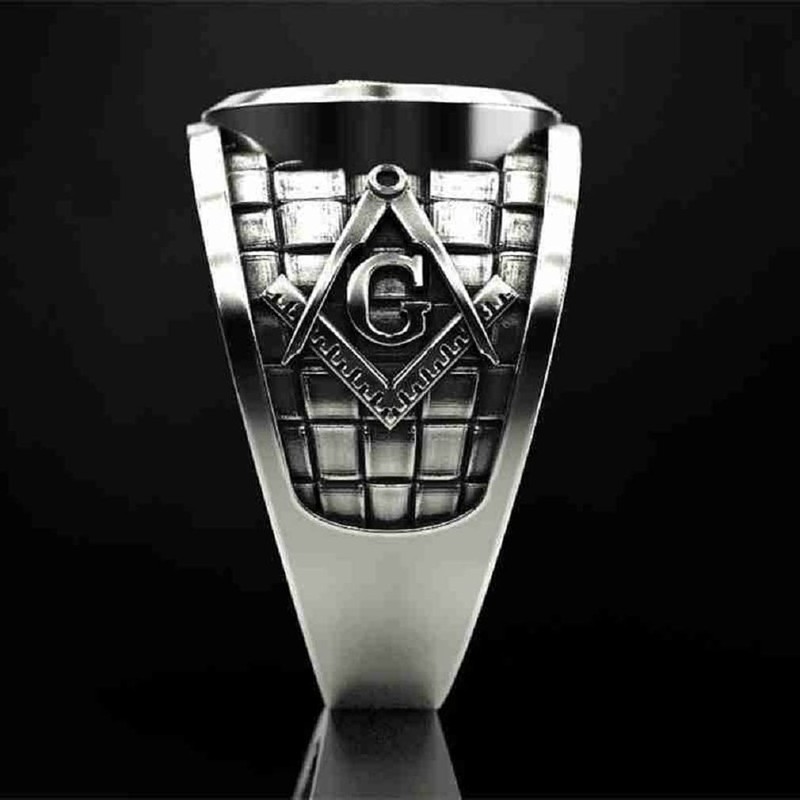 Masonic Ring for Men, Crystal Triangle Masonic Freemason Ring, Freemason